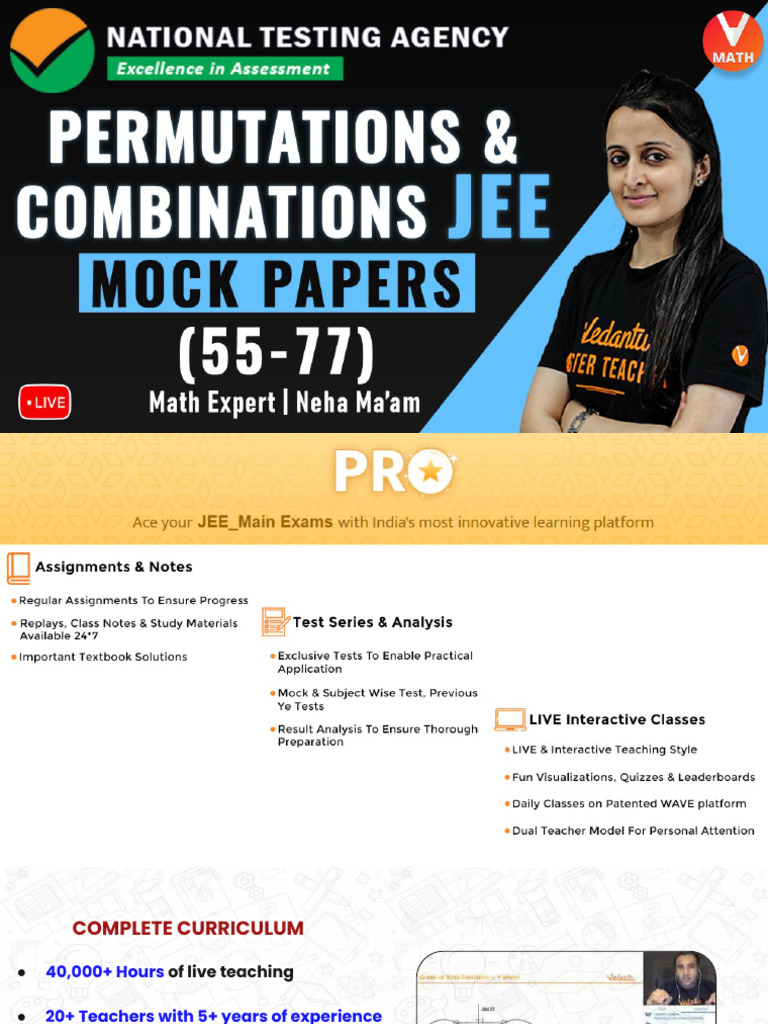 JEE+Main+2020 +PERMUTATIONS+&+COMBINATIONS+++NTA+ (Papers+55-77) | PDF ...