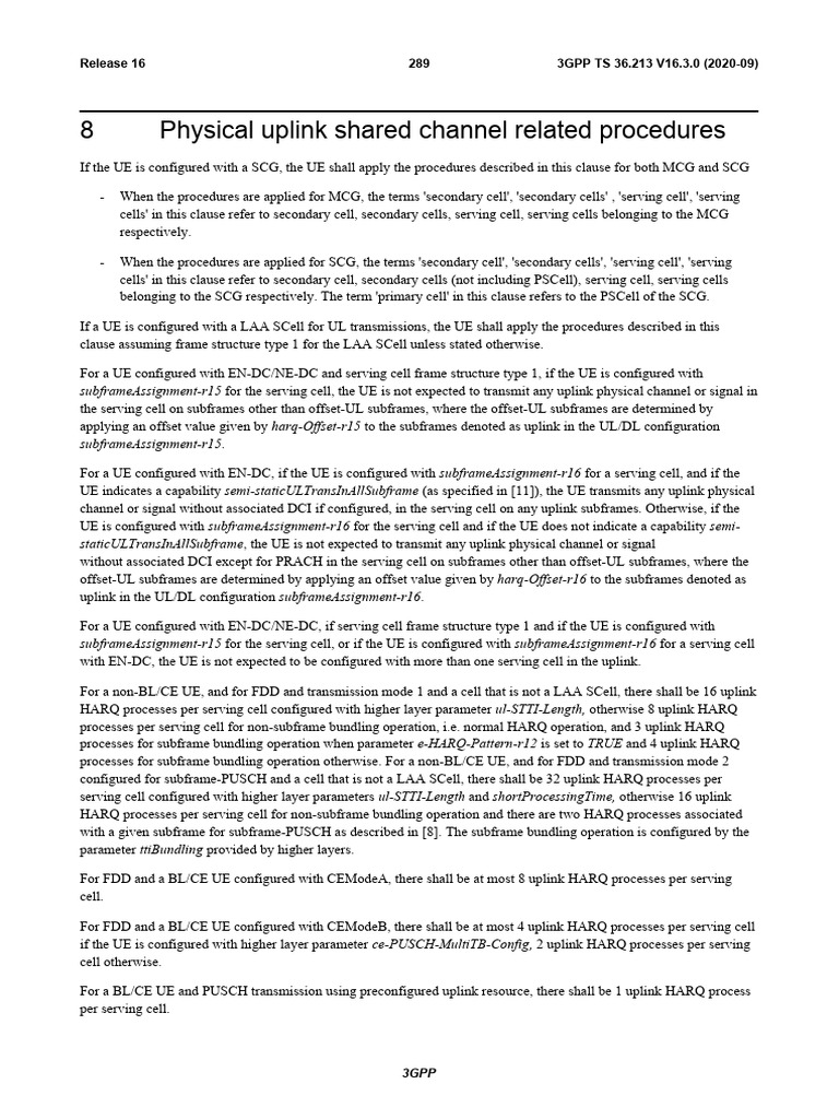 8 physical uplink shared channel related procedures release 16 289