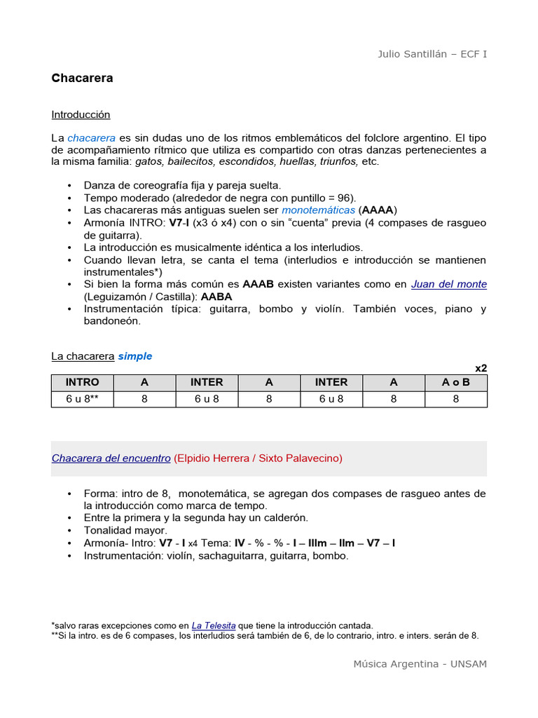 Estructura y Ritmo de la Chacarera | PDF | Armonía | Las artes escénicas