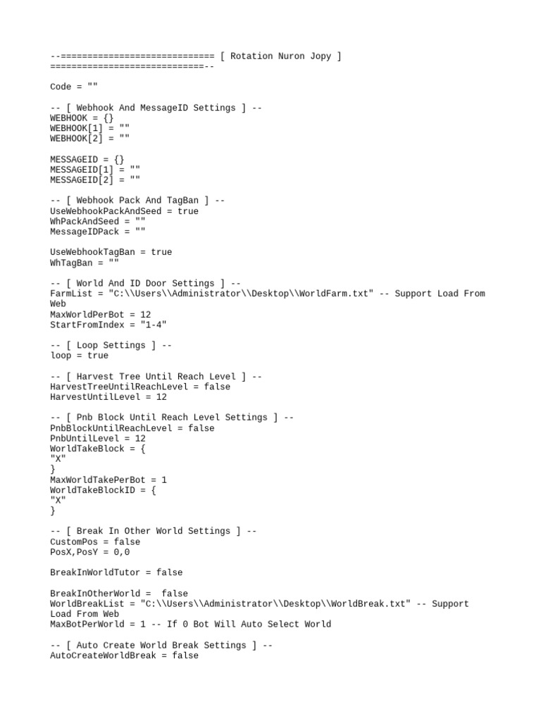 Rotation Nuron Jopy Bot Settings | PDF | Computing | Software