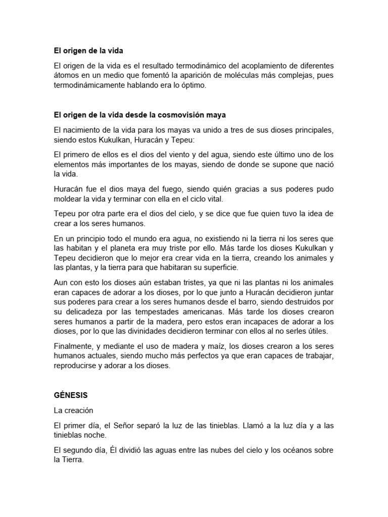 El Origen de La Vida | PDF | Vida | Abiogénesis