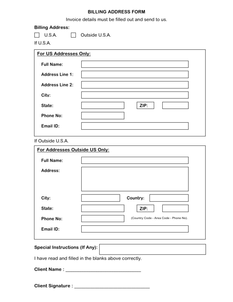 Billing Address Form Instructions | PDF
