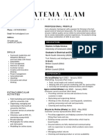 Marketing Resume Fatema Alam PDF
