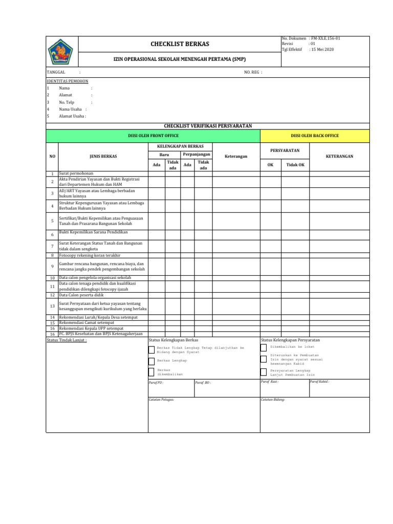Persyaratan Izin Operasional Smp 53 Pdf