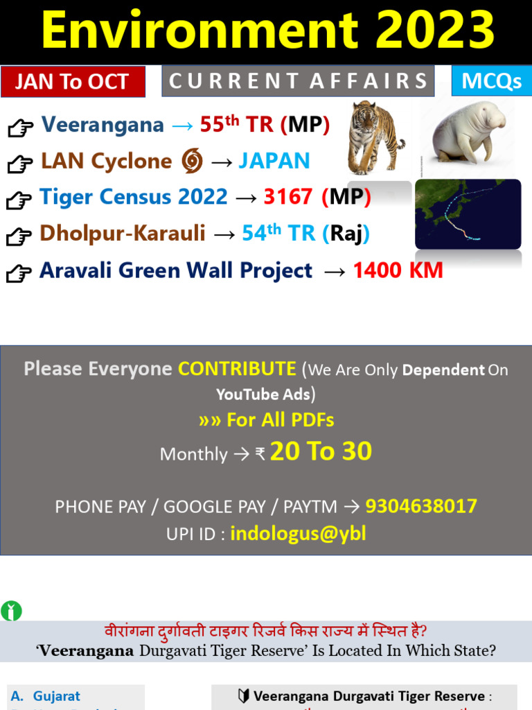 Tiger Reserves and Environmental Updates | PDF | Ozone Depletion ...