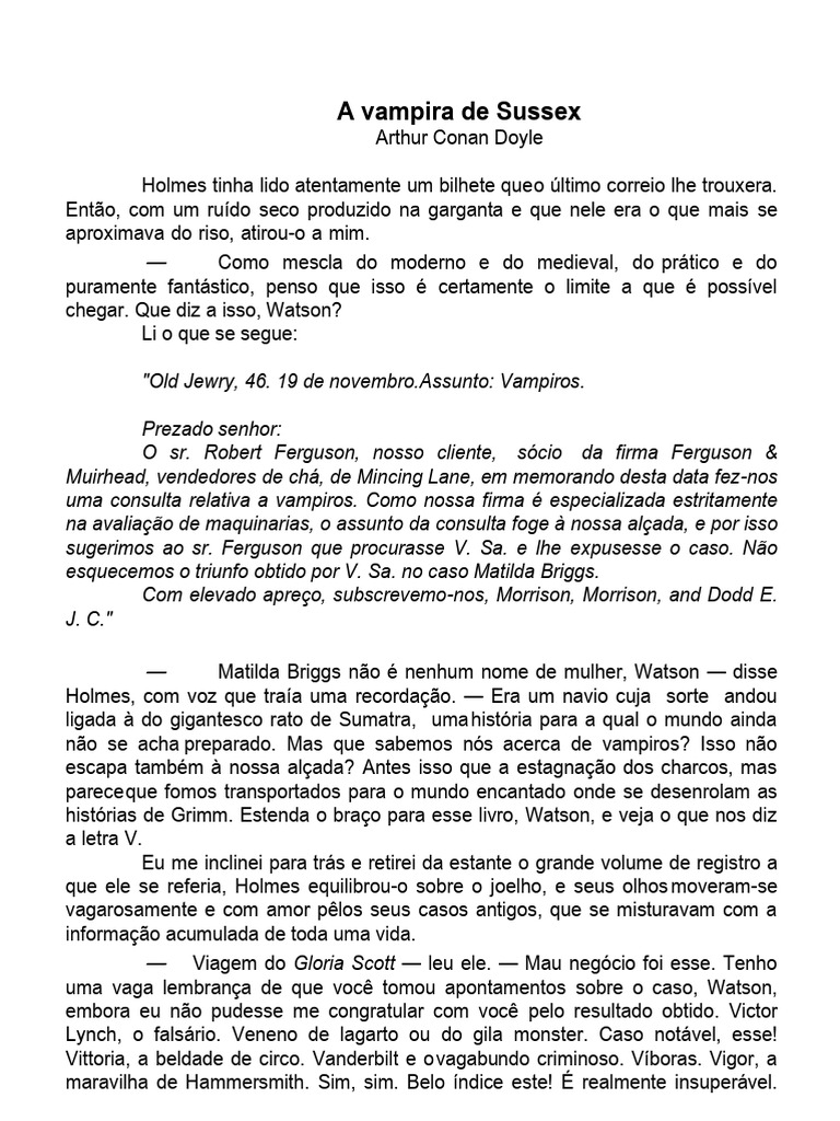 Arthur Conan Doyle - A Vampira de Sussex | PDF | Sherlock Holmes | Amor, image size:768x1024
