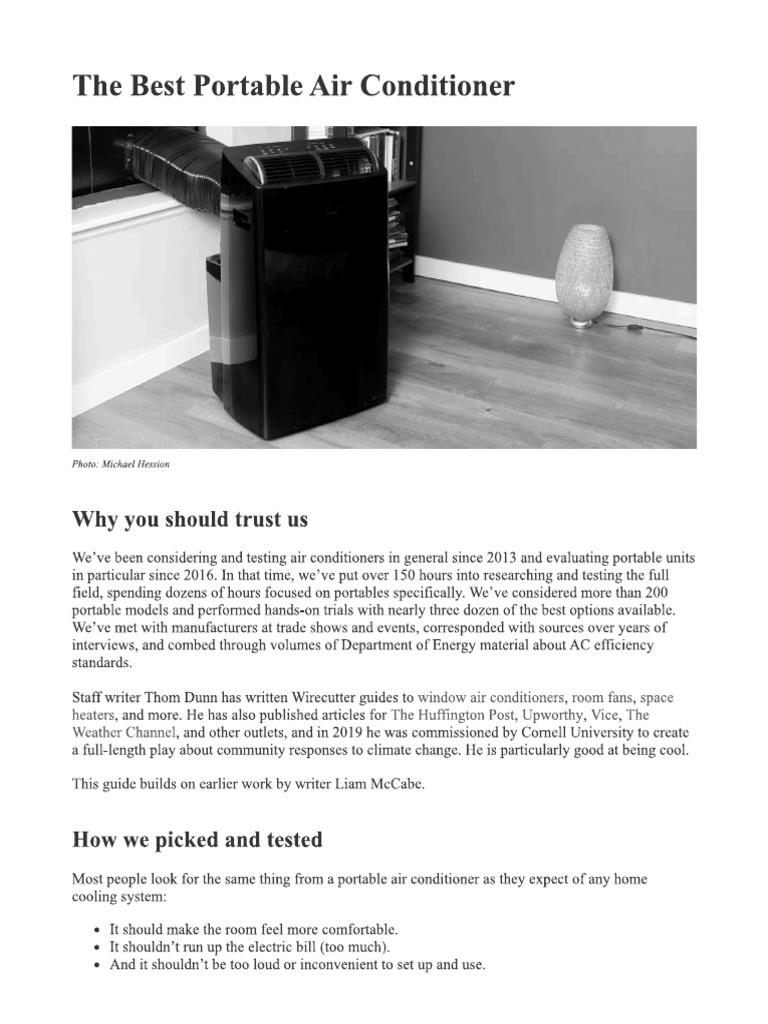 Wirecutter Portable Air Conditioners 2023 PDF