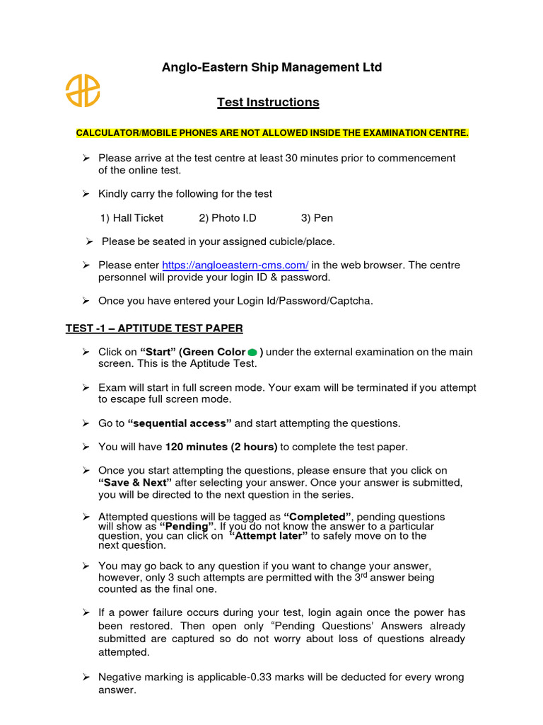 Anglo-Eastern Test Instructions | PDF | Software | Computing