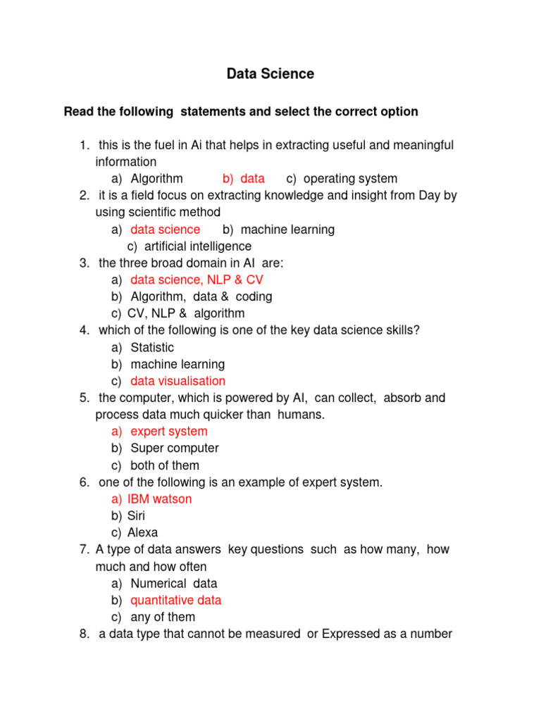 Data Science QnA | PDF | Data | Artificial Intelligence