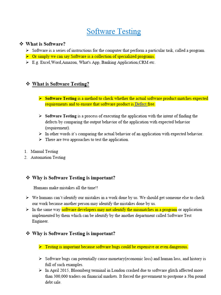 Manual testing notes pdf software testing software development