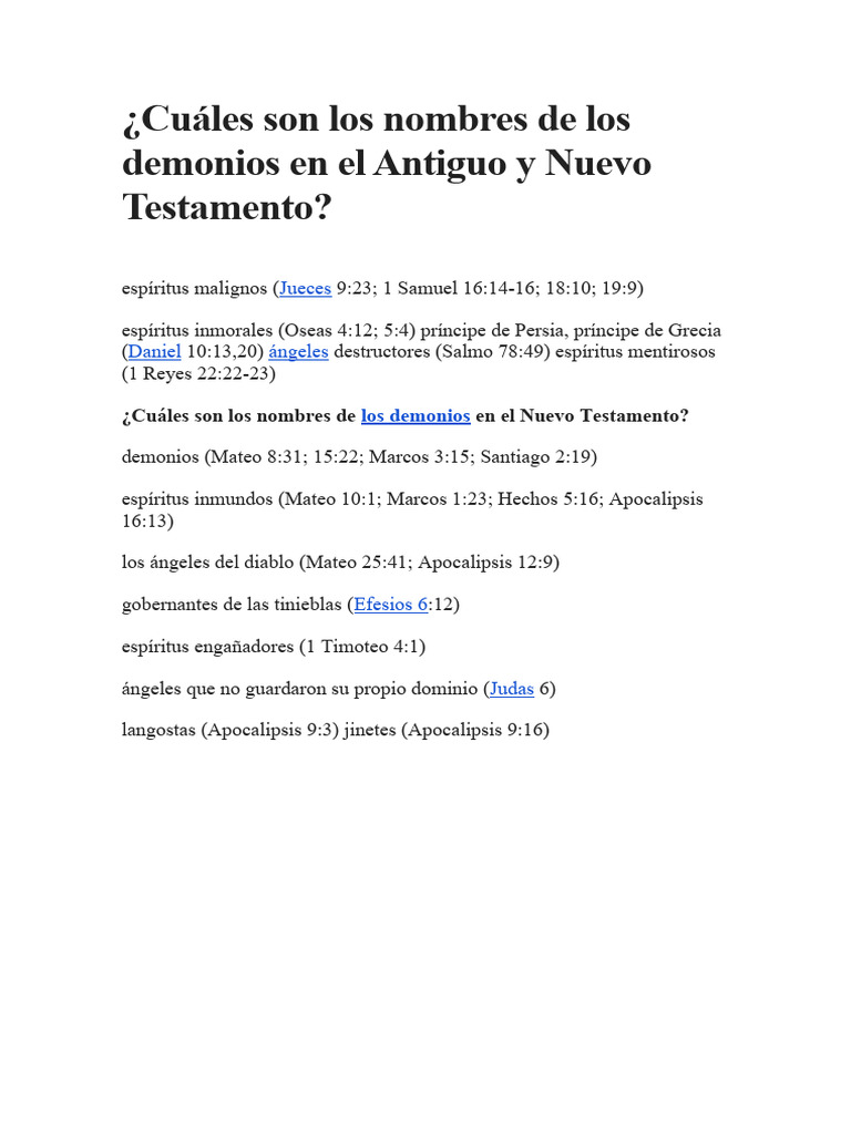 Nombres de demonios en la Biblia | PDF | Derecho | Religión y ...