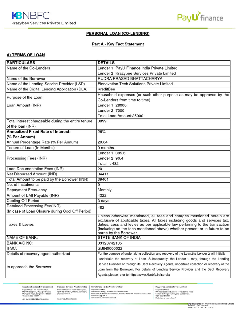KreditBee Personal Loan Overview | PDF | Loans | Foreclosure