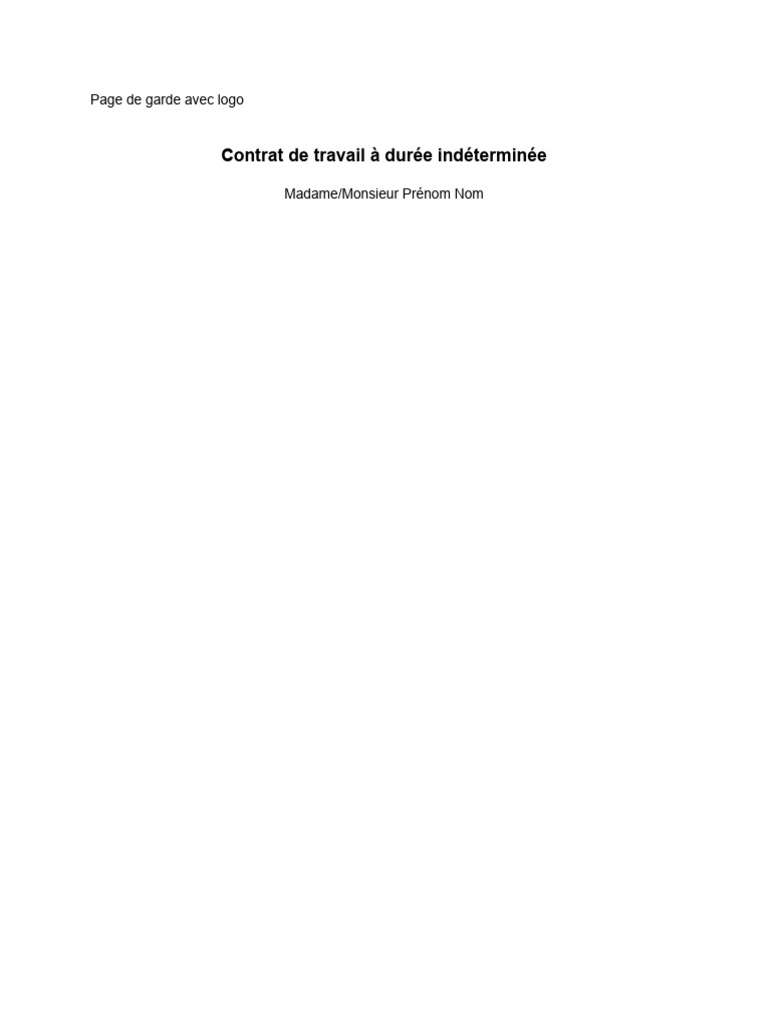 Modèle de contrat de travail CDI | PDF