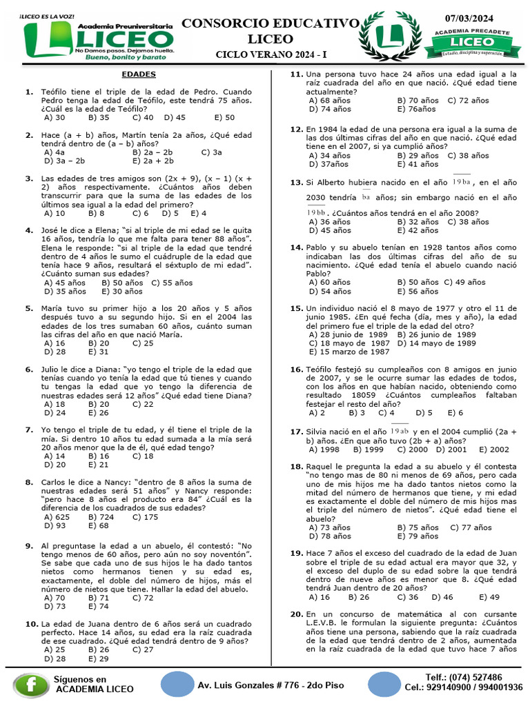 RM Concha 07.03 Edades | PDF | División (Matemáticas)