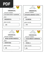 Credencial Credencial: Vera Milagros Araoz Guzman Presidenta Catalina Arango Cueva