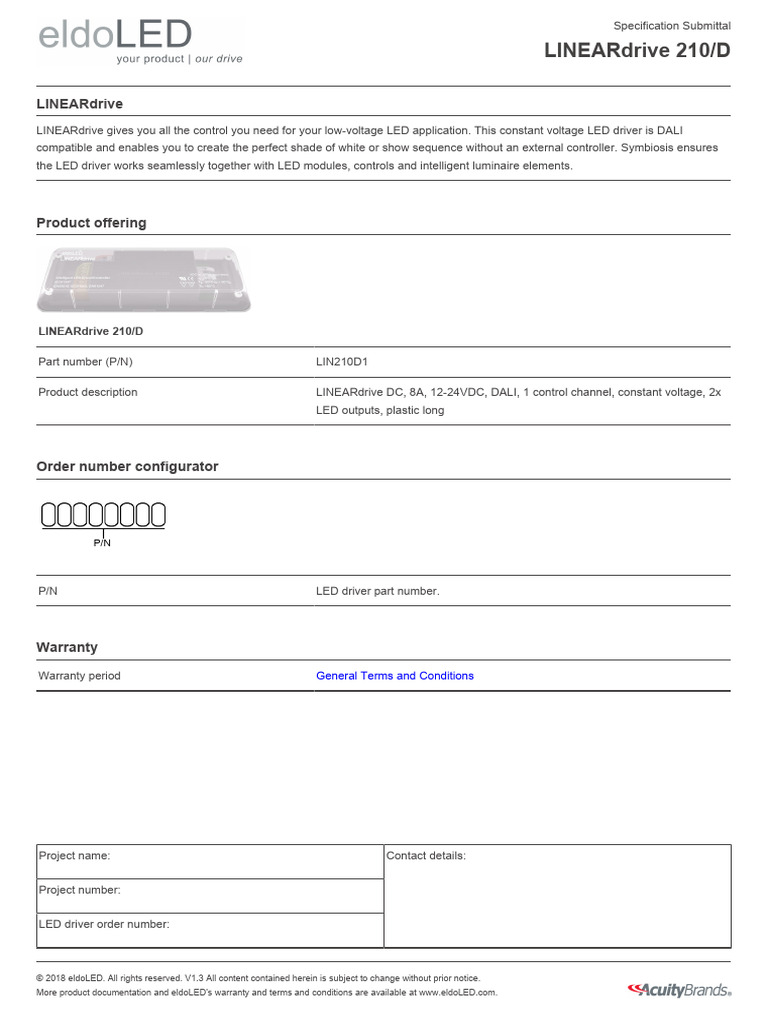LINEARdrive 210/D Specification Guide | PDF | Electrical Components ...