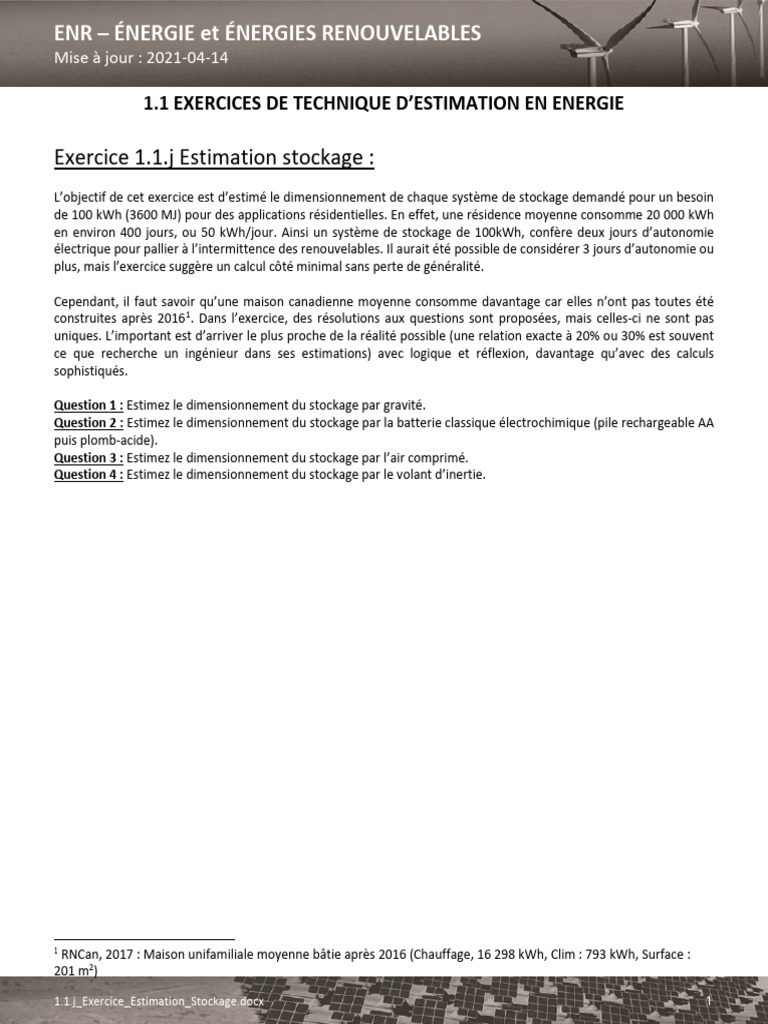 Estimation du stockage d'énergie résidentielle | PDF | Stockage de l ...