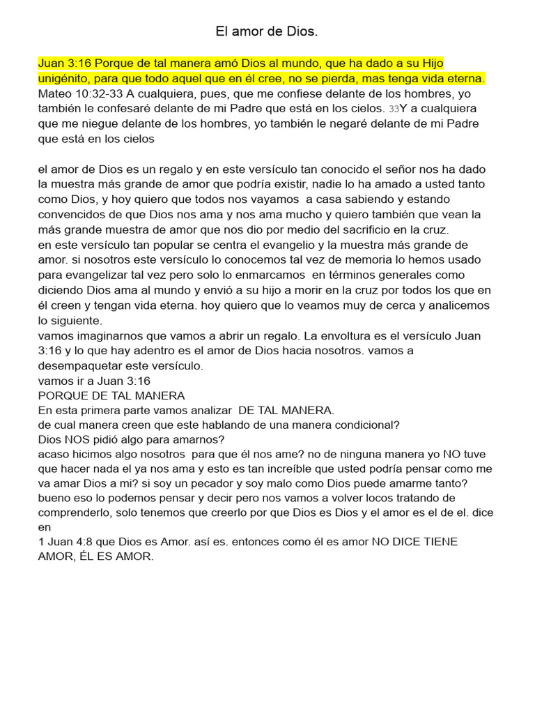 El Amor de Dios | PDF | Amor | Pecado