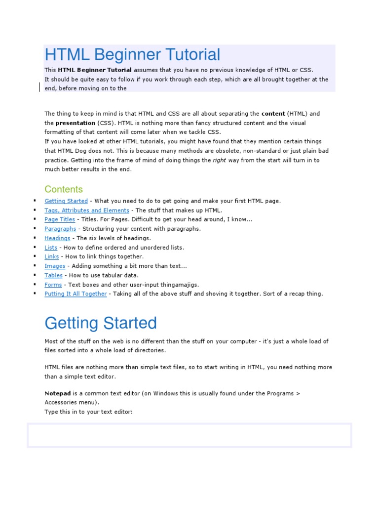 HTML Beginner Tutorial | Download Free PDF | Html Element | Html