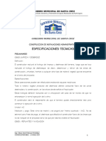 Especificaciones Tecnicas: Gobierno Municipal de Santa Cruz