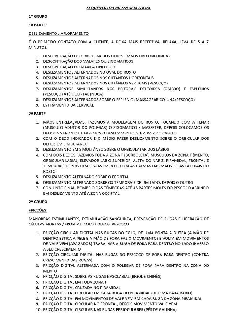Técnicas de Massagem Facial Padrão | PDF | Anatomia