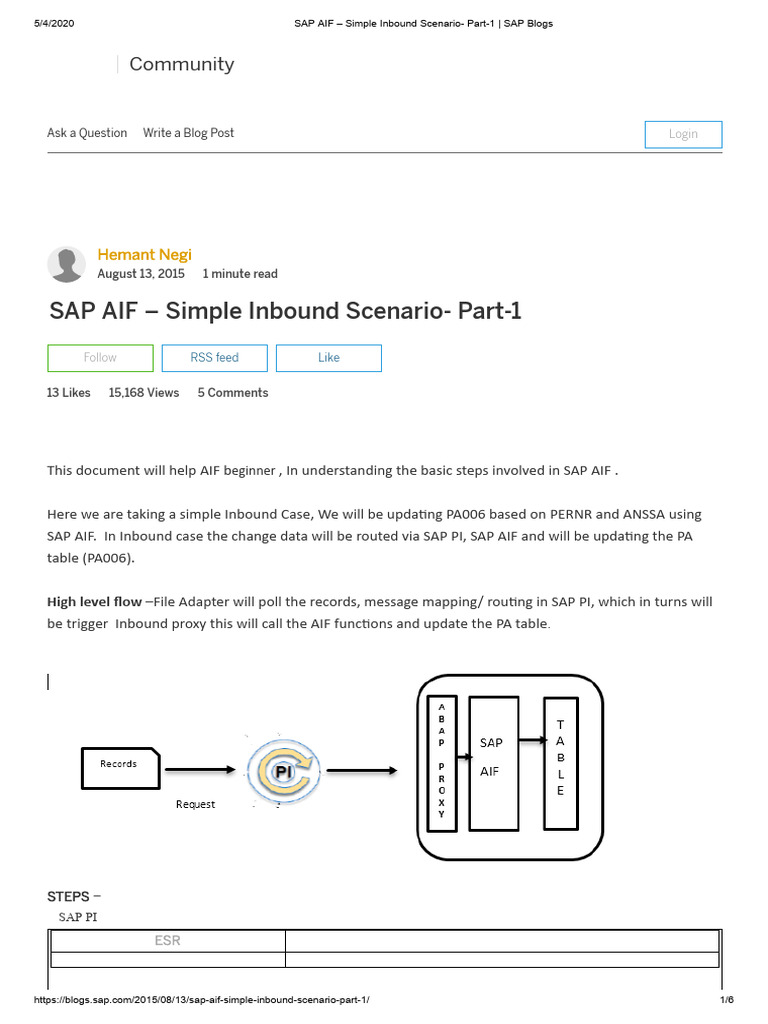 SAP AIF - Simple Inbound Scenario - Part-1 - SAP Blogs | PDF | Computer ...