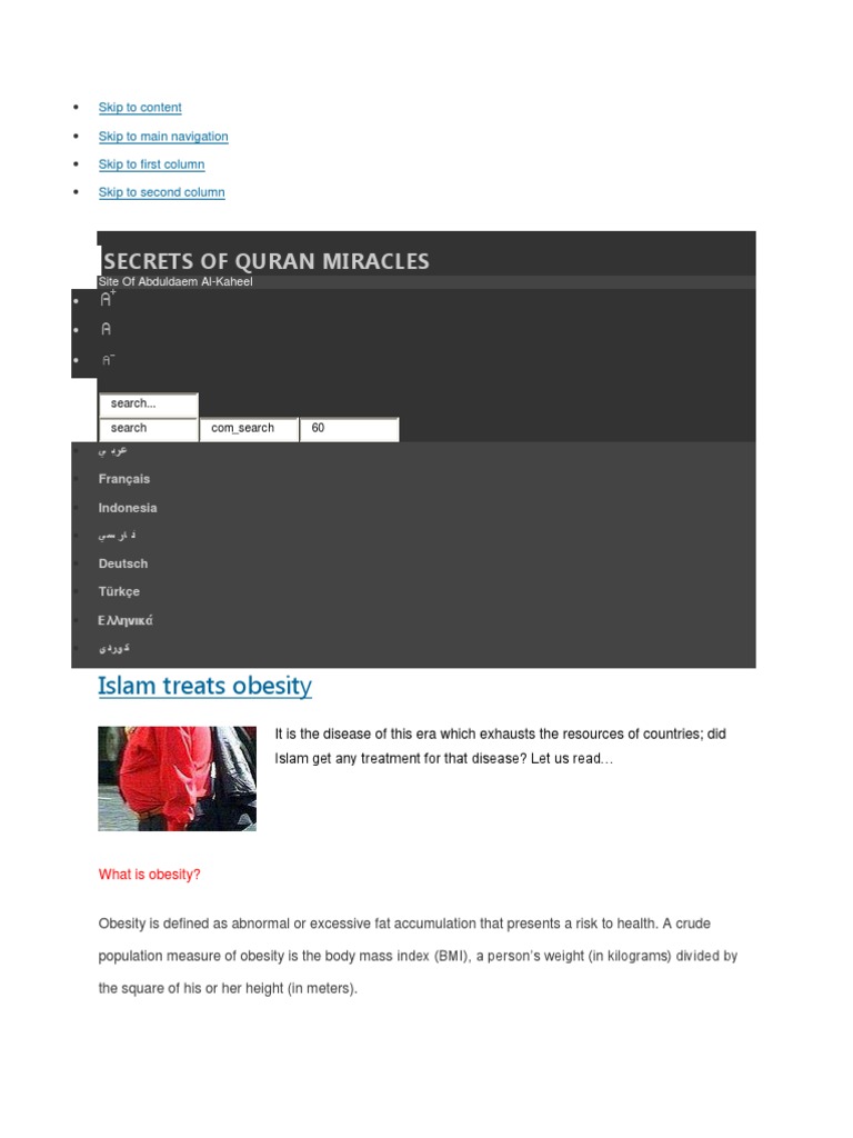 Islam And Obesity Obesity Body Mass Index
