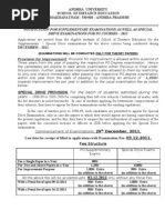 Andhra Univ Notification For Supple Exam As Well As Special Drive Exam For PG Courses 10112011