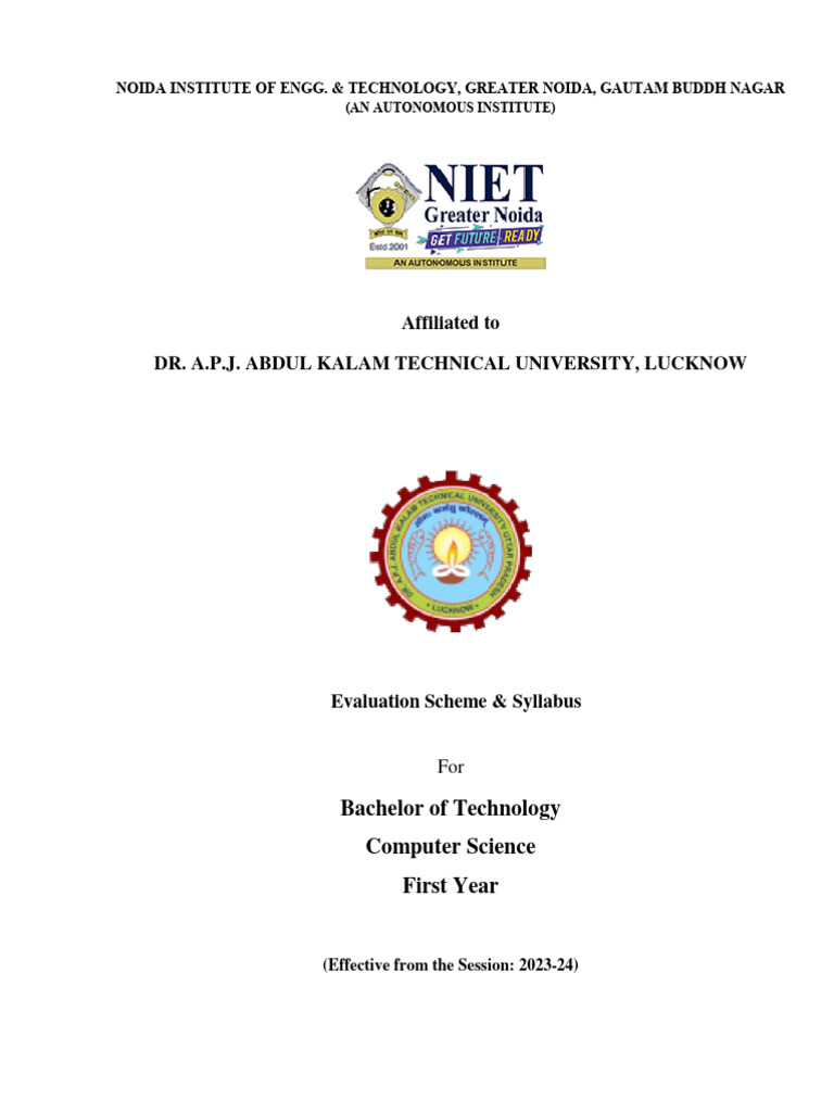 B. Tech in Computer Science - CS - First Year 2023-24 | PDF | Matrix ...