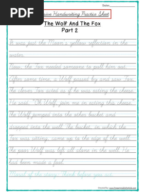 Cursive Paragraph Worksheets Pdf 298x396