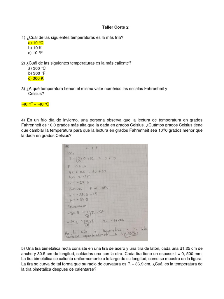 Ejercicios de Termodinámica | PDF | Temperatura | Gases