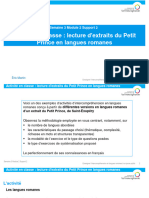 S3M2S2 - Activité en Classe Lecture D'extraits Du Petit Prince en Langues Romanes