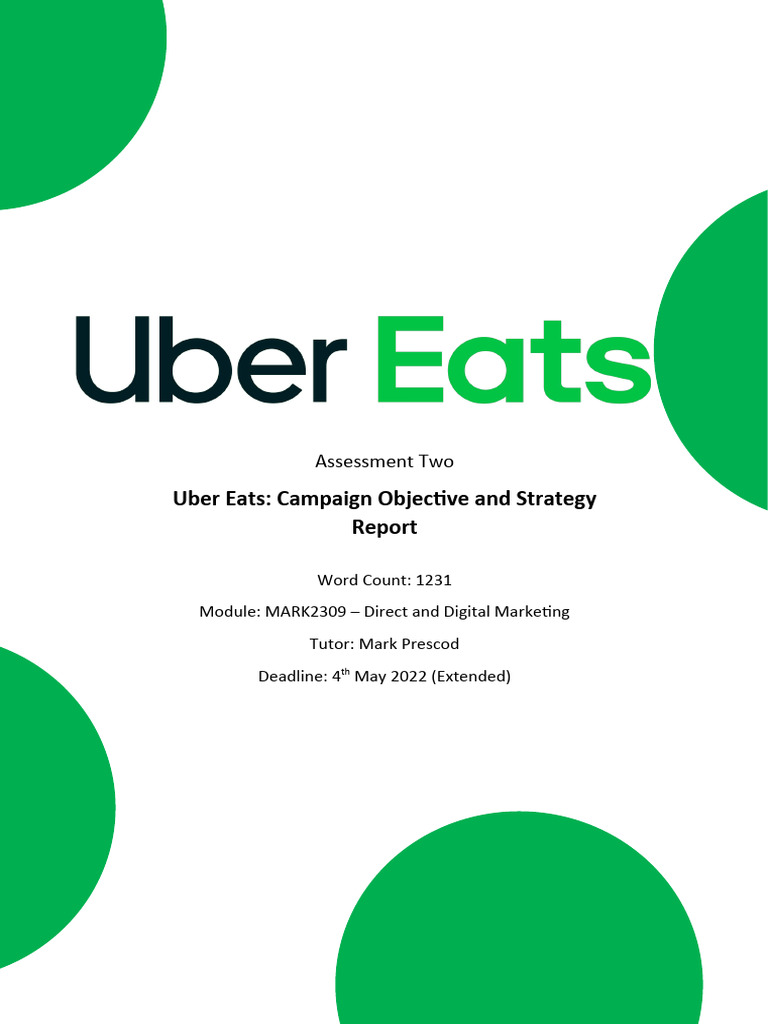 University Marketing Assignment For Uber Eats Download Free Pdf