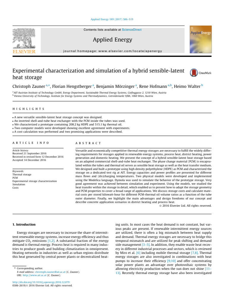 Zauner Et Al 2017 Experimental Characterization And Simulation Of A