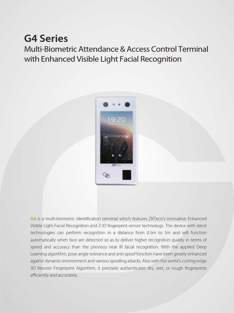 G4 Series: Multi-Biometric Attendance & Access Control Terminal With ...