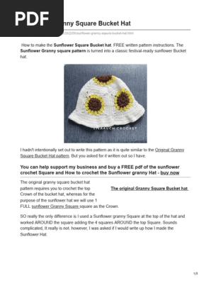 Sunflower granny square bucket hat