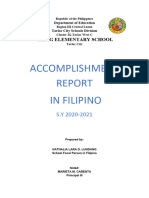 Accomplishment Report in Filipino S.Y 2020 2021