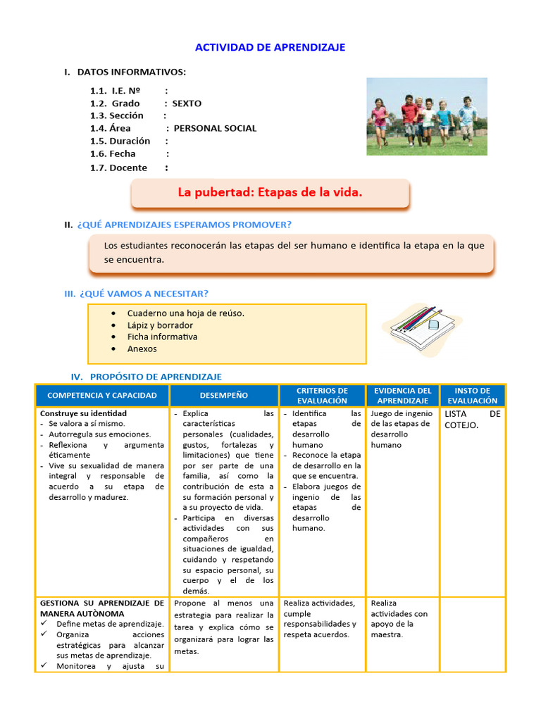 D1 A2 SESION PS. La Pubertad Etapas de La Vida. | PDF | Adultos ...