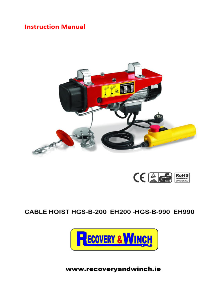 Cable Hoist HGS-B-200 User Manual | PDF | Screw | Ac Power Plugs And ...