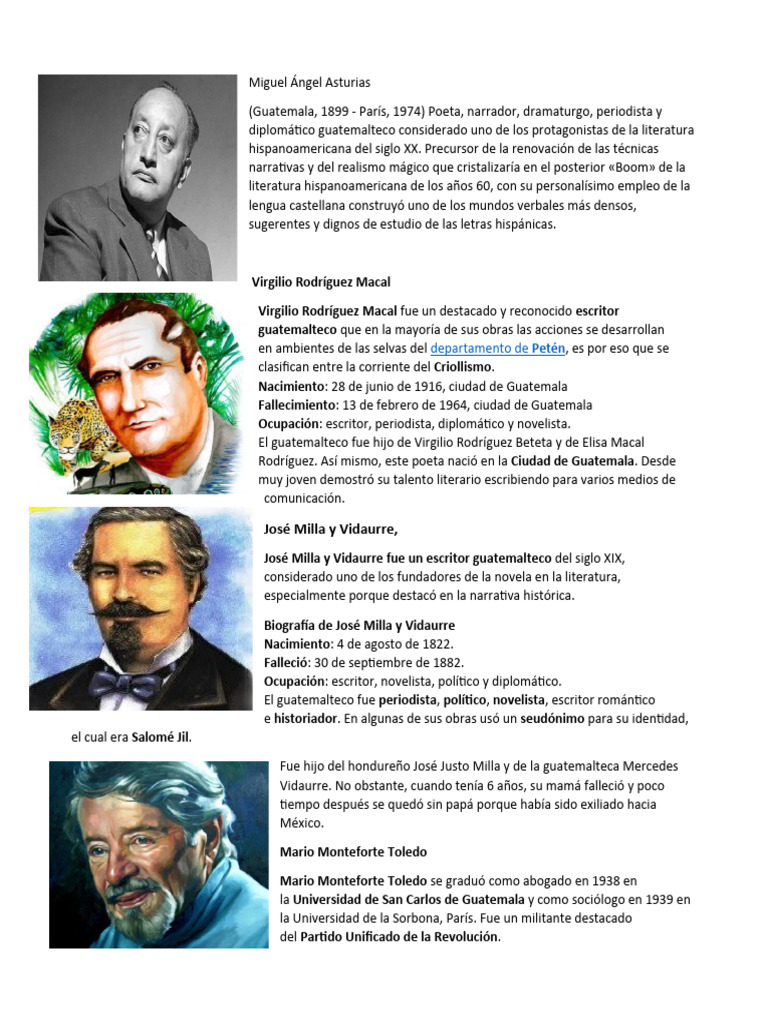 Autores Guatemaltecos y sus Biografías | PDF | Guatemala
