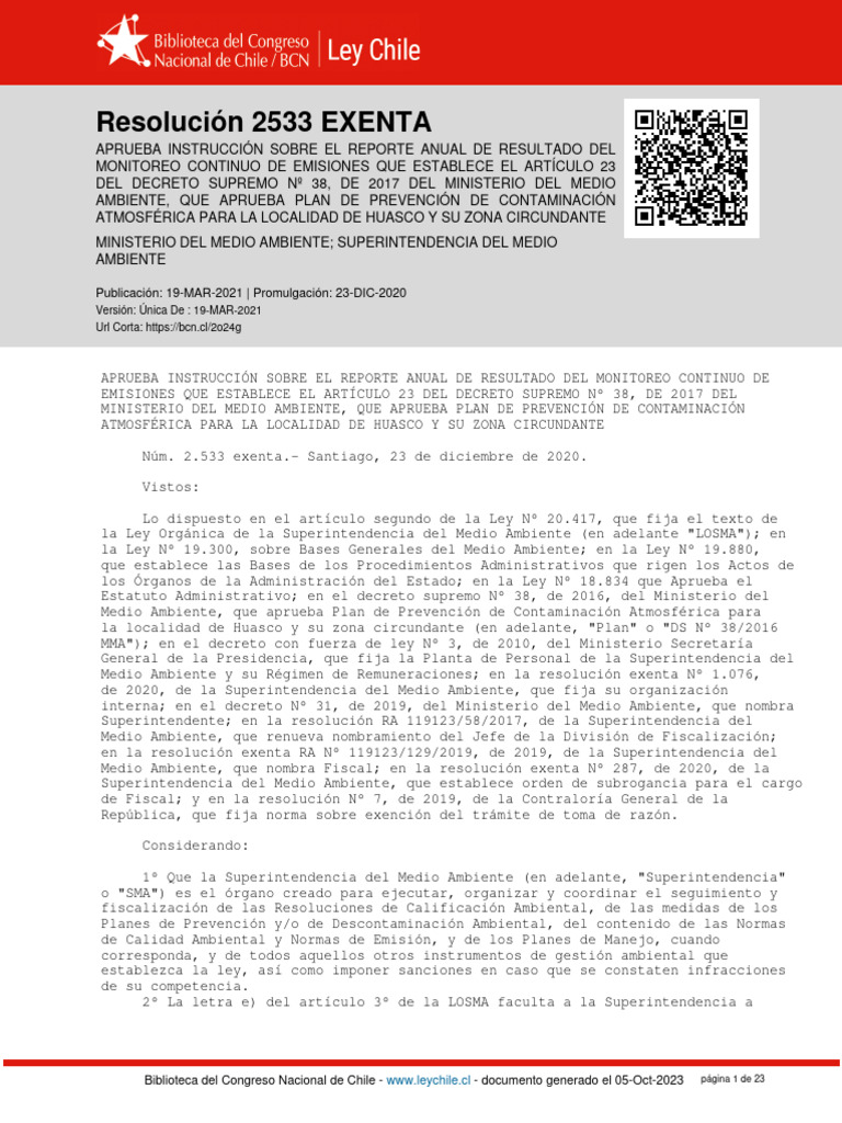 Resolucion 2533 Exenta 19 Mar 2021 | PDF | Naturaleza