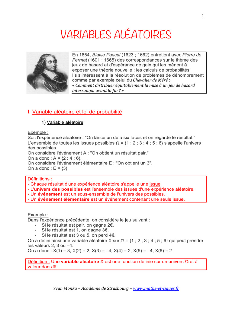 Variables aléatoires et leurs propriétés | PDF | Variance ...