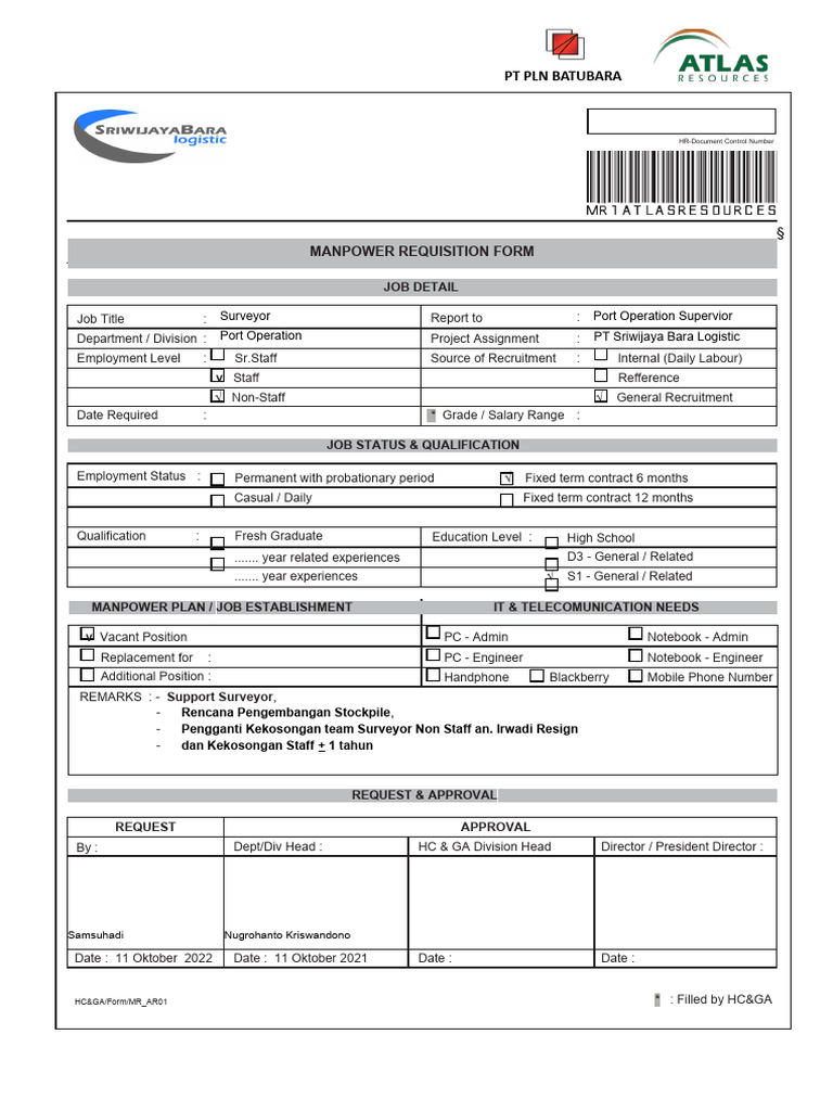 MR - Surveyor Non Staff - Staff | PDF | Employment | Labor