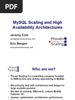 MySQL Scaling and High Availability Architectures