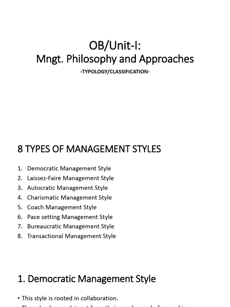 8 Management Styles Explained | PDF | Leadership | System