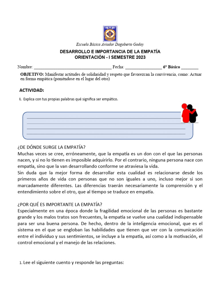 Actividades para Fomentar la Empatía | PDF | Crecimiento personal y ...