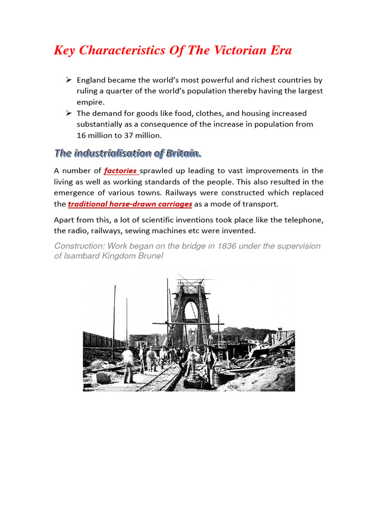 Key Characteristics Of The Victorian Era PDF Victorian Era Jane Eyre