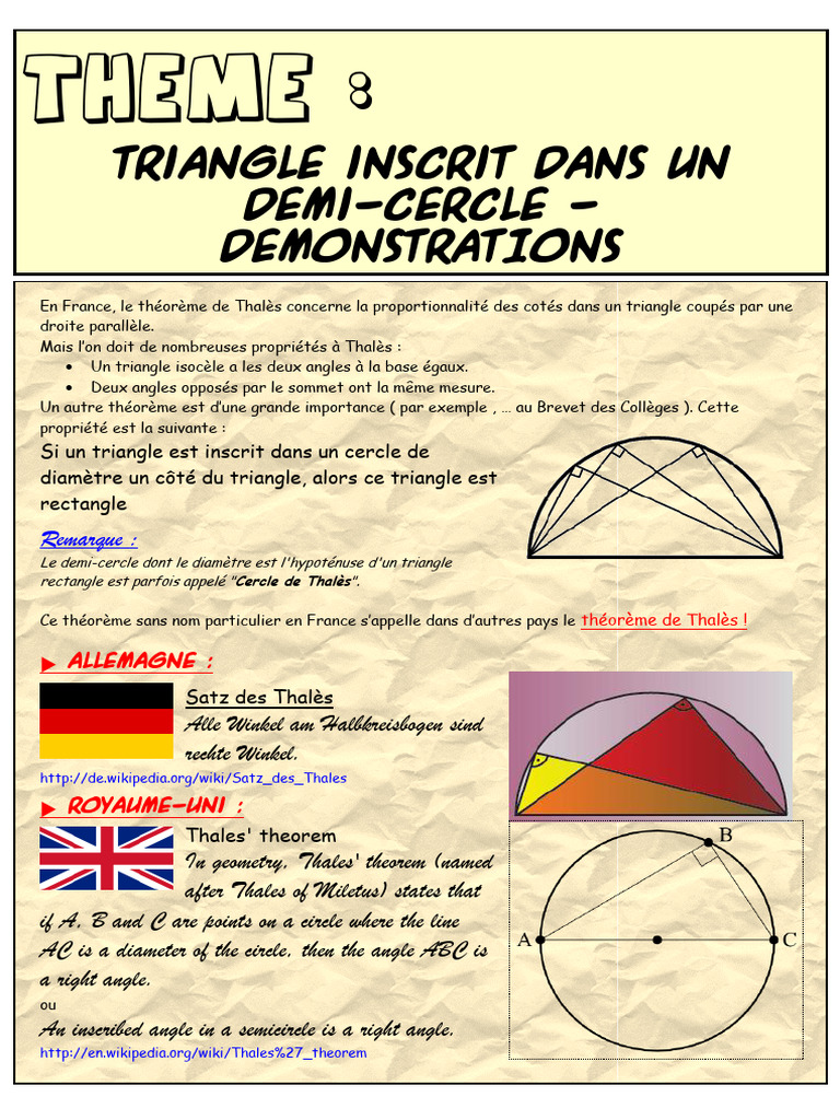 Triangle inscrit et théorème de Thalès | PDF | Triangle | Cercle