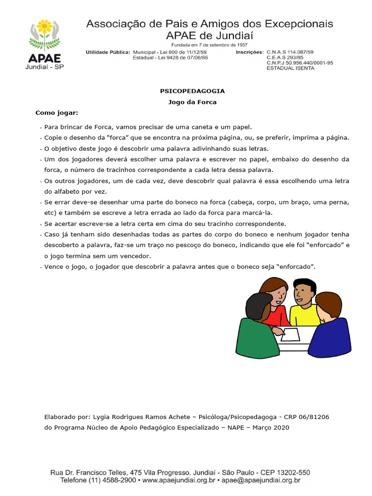 Psicopedagogia Jogo Da Forca | PDF