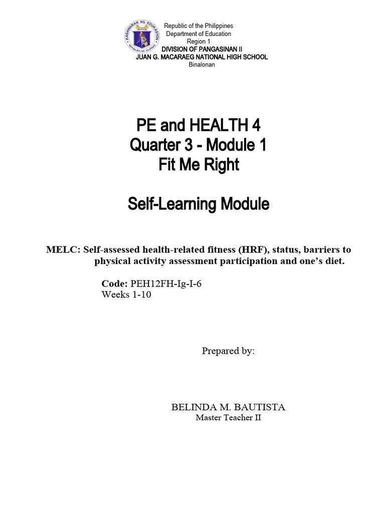 Grade 12 PE and Health: Recreation Module | PDF | Physical Fitness ...